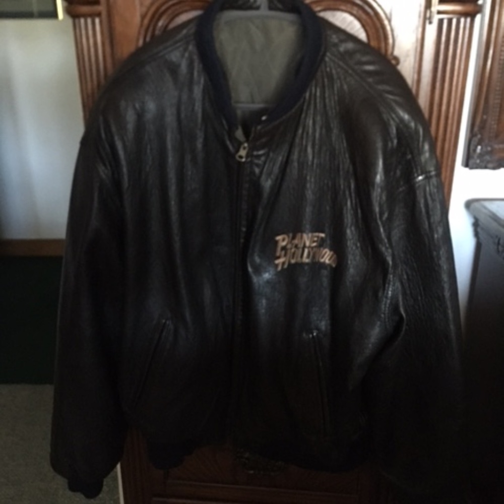 LEATHER JACKET. MEDIUM.  PLANET HOLLYWOOD (ORIGINAL, VINTAGE)